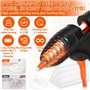 BBLTIFF Pistolet à Colle Chaude, Pistolet a Colle Sans Fil avec 40pcs 7×150mm Bâtons de Colle, 6 Manchons En Silicone pour Doigt
