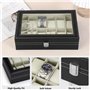 RDDAIPE Boite a Montre 12 Compartiments, Boîte à Montres Homme Femme, Coffret Montre avec Couvercle en Verre, PU Boite Rangement