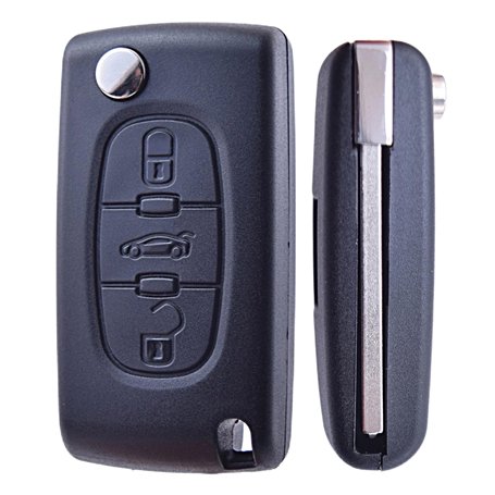 ANGOFIZ Coque Clé Pliable 3 Boutons Coffre CE0523 Lame VA2 Compatible avec Peugeot 207 207SW 208 307 307SW 308 407 408 Partner E