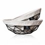 FRIHET Lot de 2 corbeilles à pain modernes 2 en 1 - Corbeille à fruits - Métal - Insert lavable en 100 % coton - Rondes - Noir -