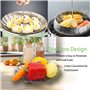 Dyaucwpo Panier Vapeur INOX, Pliable Panier à Vapeur pour Légumes(16-25.4cm), Paniers Cuit-Vapeur Inoxydable à Manche Télescopiq