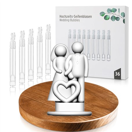 Nordstern Lot de 36 bulles de savon pour couple de mariés - Liquide avec poignée de couple de mariés - Comme cadeau d'invité et