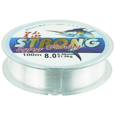 0.5mm/100m Fil de Pêche Monofilament en Nylon Transparent