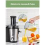 Juilist 800W Centrifugeuse Extracteur de Jus, Centrifugeuse Fruits et Legumes à 2 Vitesses, 75MM Large Bouche en Acier Inox, Des
