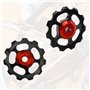 Lot de 2 poulies de dérailleur arrière, 2 pièces en alliage d'aluminium pour vélo de route, VTT, roues jockey, poulie de guidage