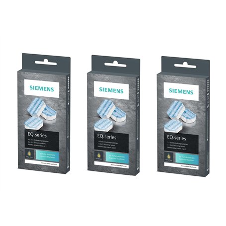 Siemens TZ80002 Lot de 3 paquets de pastilles détartrantes 2 en 1 pour machines à café Siemens gamme EQ
