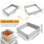 DURANTEY Cadre Patisserie en Acier Inoxydable 15 à 28 cm Réglable Moule Gateau Carré Extensible Moule Carré Patisserie Antirouil