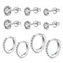 Yorgewd 5 Paires Boucles en Argent Sterling 925 Ensemble pour Femme 8.5mm/10.5mm