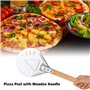 testyu Pelle a Pizza Ronde 7 Pouces, Pelle Pizza Perforée en Aluminium avec 40cm Longue Poignée en Bois Amovible Poignée Antidér