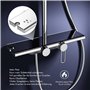 HOMELODY Système de douche avec robinetterie et étagère en verre chromé – Robinet de douche complet avec douchette à main, douch
