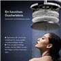 HOMELODY Système de douche avec robinetterie et étagère en verre chromé – Robinet de douche complet avec douchette à main, douch