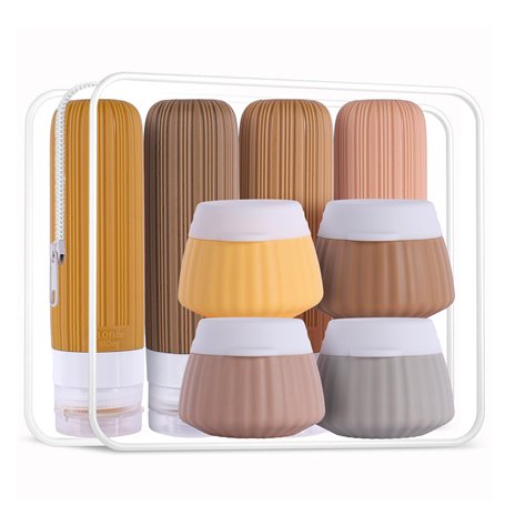 8 Flacons de Voyage en Silicone：contenant voyage 90 ml réutilisables et étanches en silicone - Kit de Accessoires de Voyage Cert