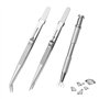 Lot de 3 Pinces à Épiler Avec Pointe en Pierre Précieuse - Outils de Perçage en Acier Inoxydable Pour Bijoux