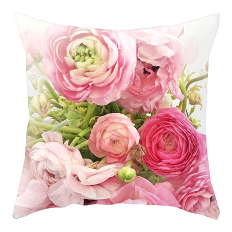 DAZZLUXE 1 housse de coussin en peluche à motif floral rose - 45 x 45 cm - Pour la maison