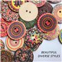 Lot de 50 boutons en bois colorés 25 mm Personnalisés Exquis Rétro Rond Naturel Accessoires de bricolage