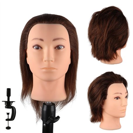 DaizySight Tete a Coiffer Professionnel Homme avec 100% Cheveux Naturels Humains