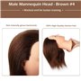 DaizySight Tete a Coiffer Professionnel Homme avec 100% Cheveux Naturels Humains, Tete Maleable Coiffure, Tête D’exercice Manneq