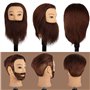 DaizySight Tete a Coiffer Professionnel Homme Barbe avec 100% Cheveux Naturels Humains, Tete Maleable Coiffure, Tête D’exercice 