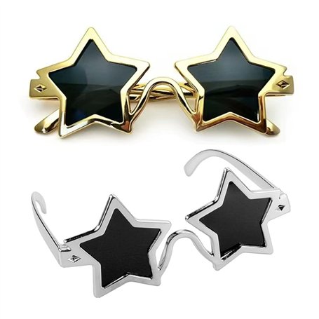 2PCS Lunettes de Soleil en Forme d'Étoile - Lunettes Pentagramme Rétro