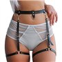 Punk Chaîne de Corps en Cuir pour Femmes Taille Harnais Ceinture Noir Gothique Chaîne de Jambe Réglable Ceinture Cuisse Jarretel
