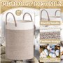 ZLPBAO Corbeille à Linge Panier à Linge en Coton Tissé Panier de Rangement 40L Boho Corbeille a Linge de Qualité Supérieure avec
