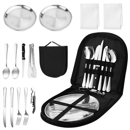 Ensemble de Couverts de Camping 14 pièces