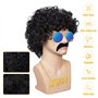 Hippie Perruque Costume Set, Ensemble de Costume Hippie des Années 70 et 80, pour Halloween Decoration Annees 70 Déguisement Hip