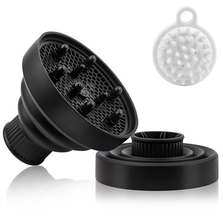 Diffuseur Seche Cheveux Diffuseur Boucle Pliable Embout Seche Cheveux Boucle avec Brosse Massage Cuir Chevelu Pour Buse D = 1