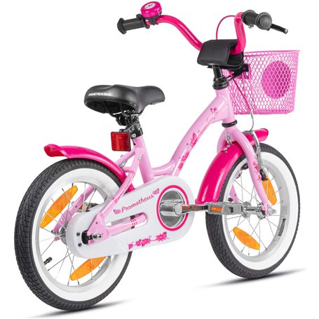 PROMETHEUS BICYCLES Velo Enfant 4 Ans - vélo Fille 14 Pouces a Roulette pour 3 a 5 Ans - Petite Princesse en Rose