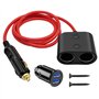 Hoembpn Adaptateur de Prise Allume-Cigare de Voiture 180W Haute Puissance 1 à 2 Voiture Allume Cigare Socket 18AWG,12V/24V Doubl