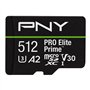 PNY Carte microSDXC 512GB Pro Elite Prime Class 10 U3 V30 A2 + Adaptateur SD - jusqu'à 200MB/s