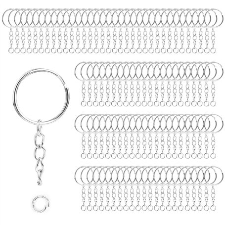 100PCS Anneau Porte Clé avec Chaîne