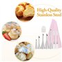 5 Douilles Pâtisserie Petit Choux et 3 Poches à Douille en Silicone Réutilisable, Douilles Professionnelles en Acier Inoxydable 