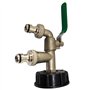 Maso Adaptateur de réservoir IBC double têtes IBC S60X6 vers robinet de jardin en laiton avec raccord de tuyau de 1