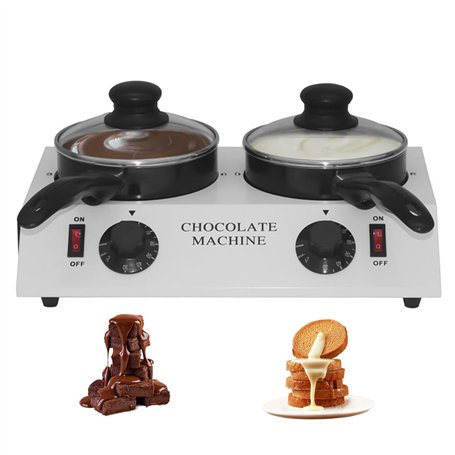 YUEWO Machine À Fondre Le Chocolat Électrique Fondue Au Chocolat 2 Pots En Aluminium Antiadhésif Chauffage Efficace