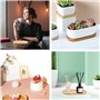 Rebanky 4 Pcs Plateau en Bambou Rectangulaire Ovales Plateau de Service en Bambou Petit Plante Bois Soucoupe Plante pour Café,Pa