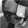 KAYLRE Boutons de Manchette pour Hommes-Rectangle Acier Inoxydable brossé, pour Mariage Affaires-argent