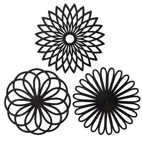 Lot de 3 Dessous de Plat en Silicone Multi-usages en Forme de Fleurs Isolées Souples et Durables Antidérapants