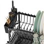 TAVADA Egoutoire Vaisselle Cuisine Noir à 2 Niveaux en INOX,Porte-ustensiles et bac d'égouttement,Séchoir à Vaisselle avec Porte