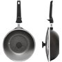 Home Icon Poêle Wok Induction en Aluminium avec Couvercle - Wok Antiadhésive avec Poignée Amovible Compatible avec Tous Les Feux