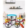 DaiWeier Lot de 7 Bol Acier Inoxydable avec Coloré Couvercles, Bols Mélangeurs, Saladiers, Empilable pour Un Stockage Minimal, C
