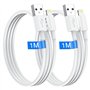 Câble iPhone 1M Lot de 2 Cable iphone charge rapide Certifié MFi Chargeur iphone Lightning vers USB Original Ultra Résistant Cab