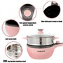 Audecook Petite Poêle électrique avec Cuiseur Vapeur (U(Rose/Avec Cuisson à la vapeur))