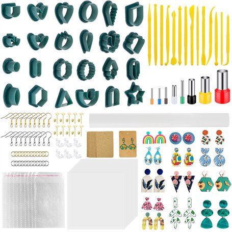 Teklemon Lot de 207 Emporte-Pièces en Argile Polymère pour Boucles d'Oreilles