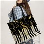 ZALHIN Sacs D'éPicerie RéUtilisables à Motif de Musique, Sac à Main Punk en Coton pour Femme, Sacs Cabas, Sac en Toile Noire, Sa