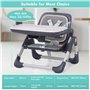 Chaise Haute BeBe Rehausseur Chaise Enfant Pliable Chaise Bebe Table Siège Rehausseur de Voyage avec Réglable en Hauteur et Harn