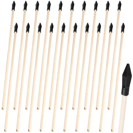 Lot de 20 flèches en bois de 45 cm de rechange en bambou avec pointe en caoutchouc pour tir à l'arc - Flèches en bois de haute s