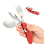 Senven 4 en 1 vaisselle de camping matériel de camping mis en acier inoxydable fourchette cuillère ensemble ouvre-bouteille camp