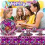 Doyomtoy Vaisselle de fête pour enfants,Set de Vaisselle pour Fête d'Anniversaire,61 Pièces Vaisselle Papier Set Assiettes en Pa