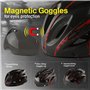Casque de vélo avec visière - Casque de vélo léger avec lunettes magnétiques - Unisexe - Taille réglable - Casque de VTT pour ho